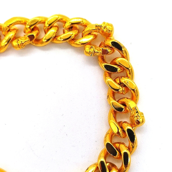 Alexander McQueen Gold Skull Motif 8" Bracelet-18K Gold plated - Picture 8 of 11